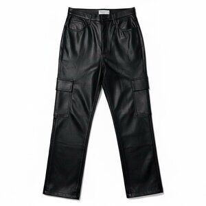 Abercrombie & Fitch Cargo Vegan Leather Pants Woman's sz 26/2 Black Curve Love